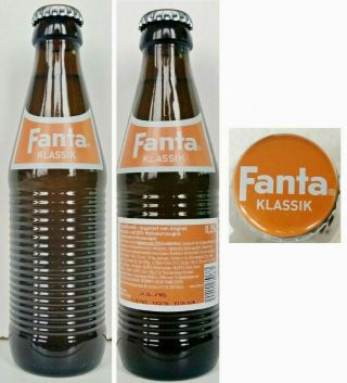 Coca Cola Fanta Classic Orange Bottle Germany 250ml Crown Cap Full
