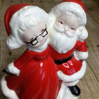 Vintage Ceramic Mold Santa And Mrs Claus Hand Painted Figurine