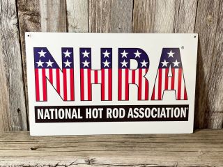 Nhra Hot Rod Drag Racing 13 " Logo Metal Sign Car Vintage Emblem Garage Man Cave
