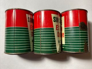 3 Vintage SINCLAIR Extra Duty Motor Oil Tin Can Banks 3” 2