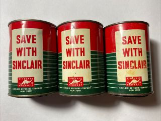 3 Vintage SINCLAIR Extra Duty Motor Oil Tin Can Banks 3” 3
