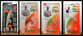 4 Vintage Fishing Lures Nip Bomber 9a Pro Autograph Series 1994 - 96