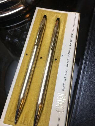 Vintage Cross 1/20 10k/ 12k Gold Filled Pens Set Of 2 Vtg Fine