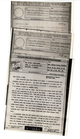 Wwii Vmail Letters From 349th Troop Carrier Group Apo 133 France 1945 Censored