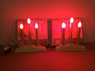 2 Vintage Christmas 3 Light Candelabra Window Candle Candolier Boxes