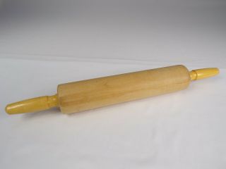 Vintage Foley Maple Wood 18 " Rolling Pin Metal Ball Bearings Stamped Foley Euc
