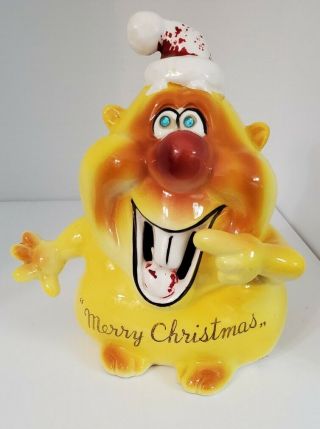 Kreiss Psycho Ceramics Merry Christmas Happy Year Yellow Elf 6 " Japan