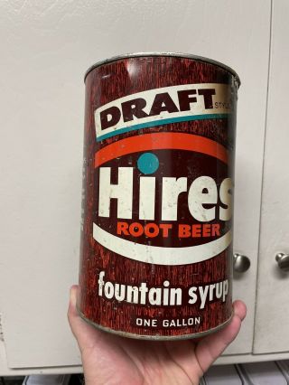 Vintage 1960s Hires Rootbeer One Gallon Fountain Syrup Soda Can
