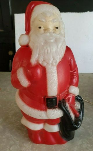 Vintage 1968 Santa Blow Mold 13 " H Empire Plastic Corp Usa Toy Sack Christmas