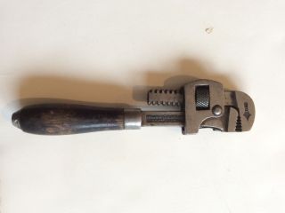 Vintage Stillson Usa Adjustable 6 " Pipe Wrench With Black Wood Handle