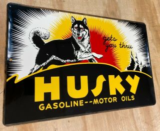 Husky Gas Oil Distressed Aluminum Metal Sign 12 " X18 "