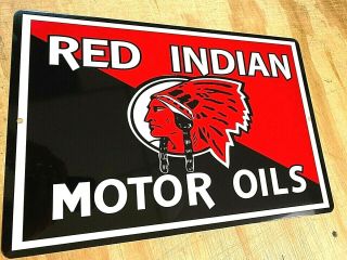 Red Indian Motor Oils 12 " X18 " Aluminum Tin Sign