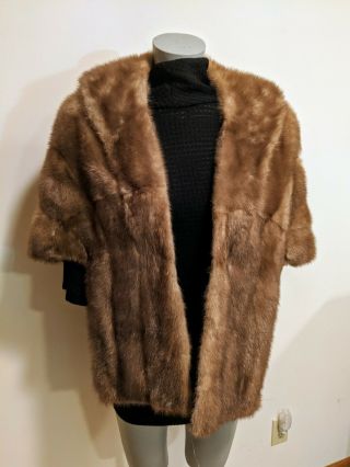 Vintage Mink Fur Stole Cape Shawl Blonde Furs By Mannis Hollywood California