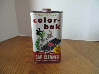 Vintage Turtle Wax Color - Bak Car Cleaner Restorer Tin Can 1961 Collectable Htf