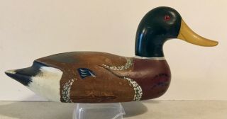Vintage Solid Wood Mallard Drake Duck Decoy 15 " Rustic Outdoor Decorate Unmarked