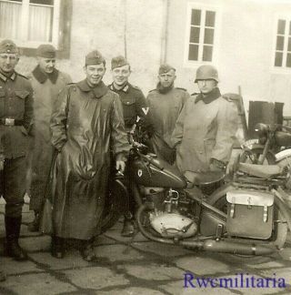 Best Wehrmacht Kradschützen Troops In Riding Coats W/ Motorcycle On Street