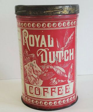 Vintage 1910s? Royal Dutch Coffee Tin/can,  Graphics,  Twist Lid,  Albany Ny