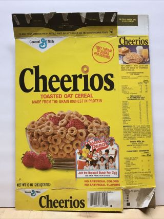 Vintage 1982 Cheerios Cereal Box Empty With The Baseball Bunch / Johnny Bench Bc