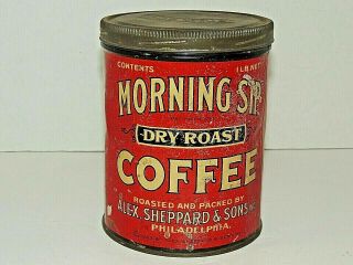 Vintage Morning Sip Dry Roast Coffee 1 Lb.  Tin Can Philadelphia,  Pa.