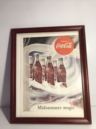 1953 Coke Coca Cola Bottles In Frosty Freezer Midsummer Magic Framed Ad