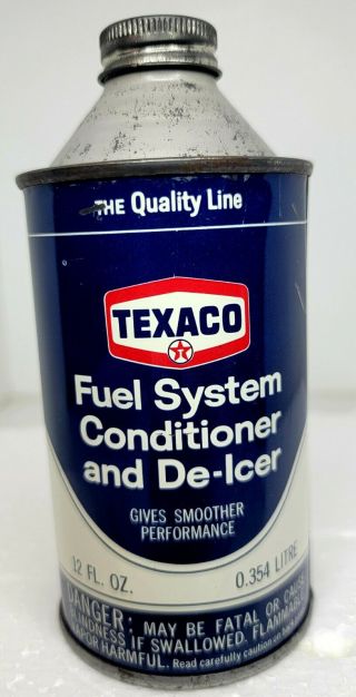 Vintage Texaco Fuel System De - Icer 12oz Cone Top Can W/ Cap,  Empty,