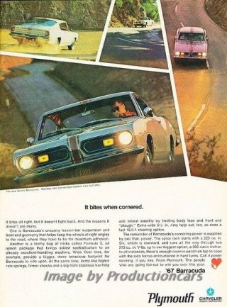 1967 Plymouth Barracuda Advertisement Print Art Car Ad J856