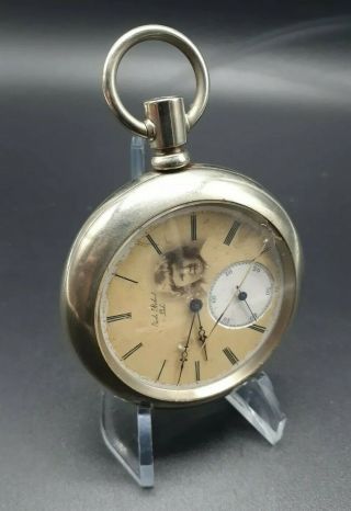 Antique Emile Robert Swiss 18s Pocket Watch Photographic Dial Image 2