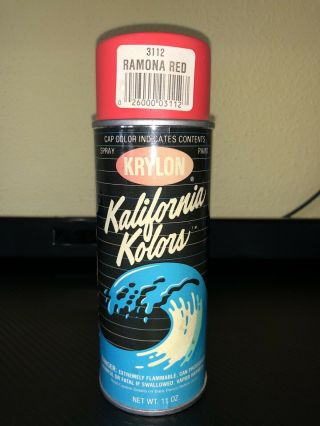 Vintage Krylon Kalifornia Kolors Ramona Red Spray Paint Can Paper Label 90s