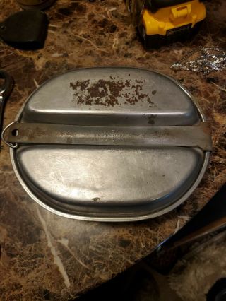 Wwii Us Army 1945 Mess Kit With Fork,  And Spoon All Us Marked " In Ww2 "