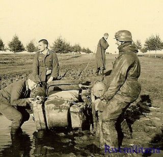 Slow Going Wehrmacht Kradmelder Struggle W/ Motorcycle Stuck In Heavy Mud (1)