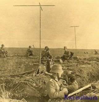Frontline Wehrmacht Officers & Signals Troops W/ Field Radios; Russia