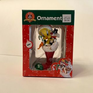 Looney Tunes Tweety And Sylvester In Stocking Christmas Ornament