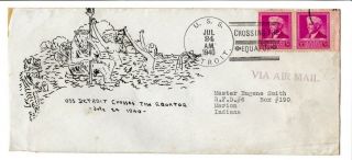 1940 Uss Detroit Equator Crossing Cover - Present For Pearl Harbor Attack