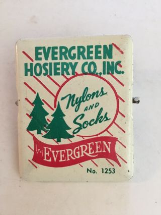 Vintage Advertising Metal Clip Evergreen Hosiery Co Inc Nylons And Socks No 1253