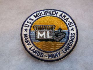 Post Wwii Us Navy Uss Muliphen Aka - 61 Many Landings Squadron Size Patch