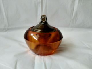 Vintage Amber Glass Table Lighter Marked Japan Art Deco Viking Glass 2