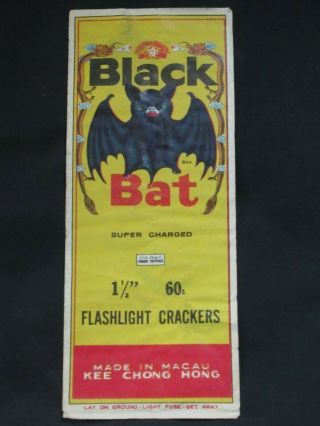 Black Bat Firecracker Label Pack Vintage Fireworks 1 1/2 60 