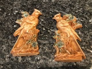 Vintage Ceramic Cardinal Wall Plaques 8.  5” Tall Maybe 30’s - 40’s B44