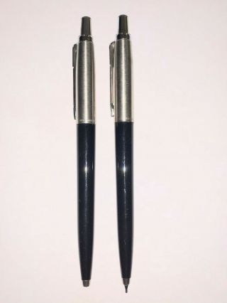 Vinatage Parker Jotter Ballpoint Pen & Mechanical Pencil Black & Silver