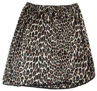 Vtg Vanity Fair Sz S Leopard Print Half Slip Nylon Tricot Straignt Skirt Hem
