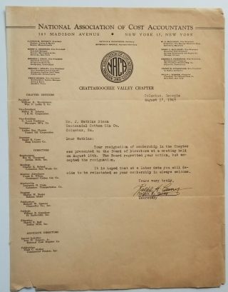 1949 Letterhead Columbus Georgia National Association Of Cost Accountants