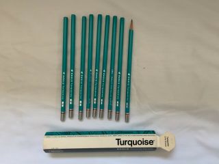 Eagle Turquoise Pencils Vintage Berol Hb Drawing Pencils.  9 Pencils.  Hexagon Box