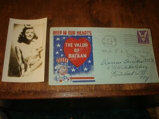 Wwii Patriotic Envelope With Signed Photo Of Paulette Goddard 83
