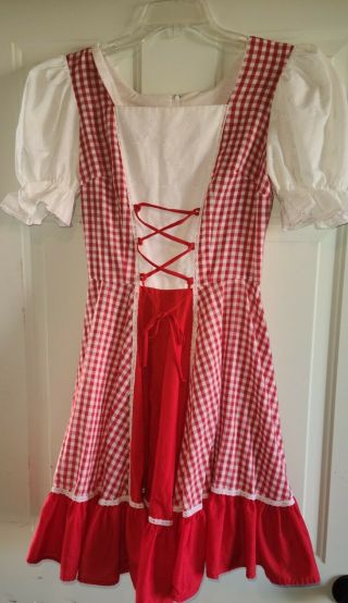 Vintage Malco Modes Partners Please Red White Gingham Square Dance Dress Sz 10