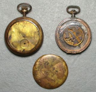 Two Antique Vintage Pocket Watches As Found In A Creek In Georgia