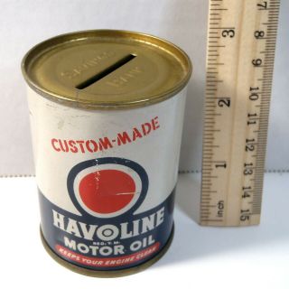 Vintage Havoline Motor Oil - Tin Can Savings Bank