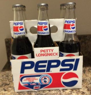 Richard Petty 1992 Fan Appreciation Tour 6 Pack Long Neck Pepsi Bottles