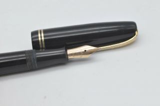 Lovely Rare Vintage Burnham B59 Fountain Pen Black & Gold Trim - 14ct Gold Nib