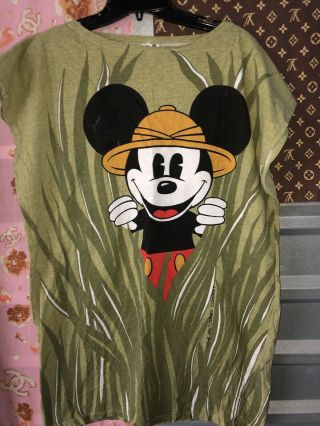 Vtg Disney Mickey Mouse Double Sided T - Shirt Cover - Up Tunic,  Caro Amoroso,  Italy
