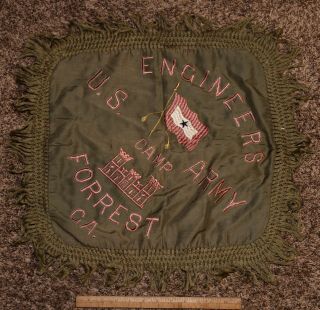 Wwii Us Army Pillow Cover Engineers U.  S.  Army Camp Forrest Ga Embroidered